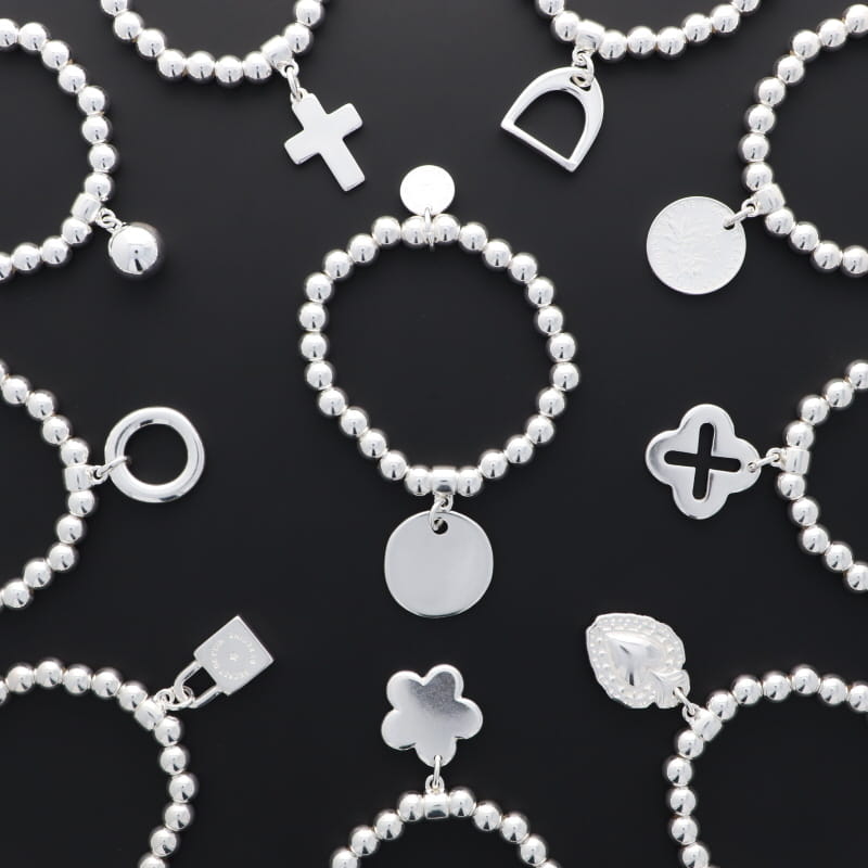 Bracelet en perles d'argent plaqué