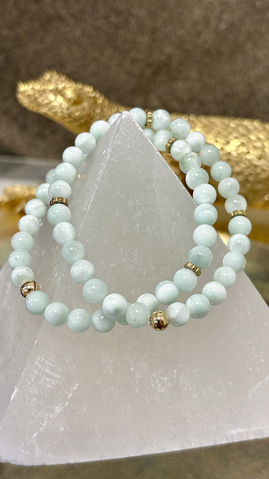 BRACELET EN GARNIERITE ET HEMATITE - 6 mm
