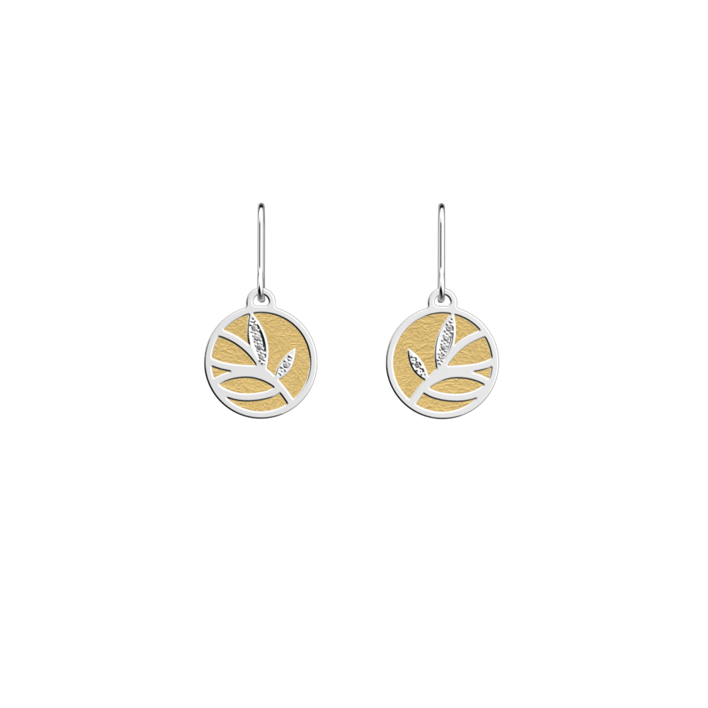Boucles d'oreilles Arbre de Vie, cuirs réversibles Doré / Solaire - LES GEORGETTES