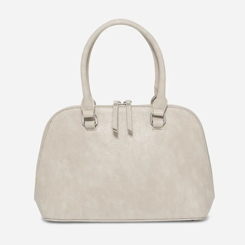 Sac à main beige effet python