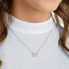 Collier Dazzling Swan Cygne, Rose, Placage de ton or rosé
