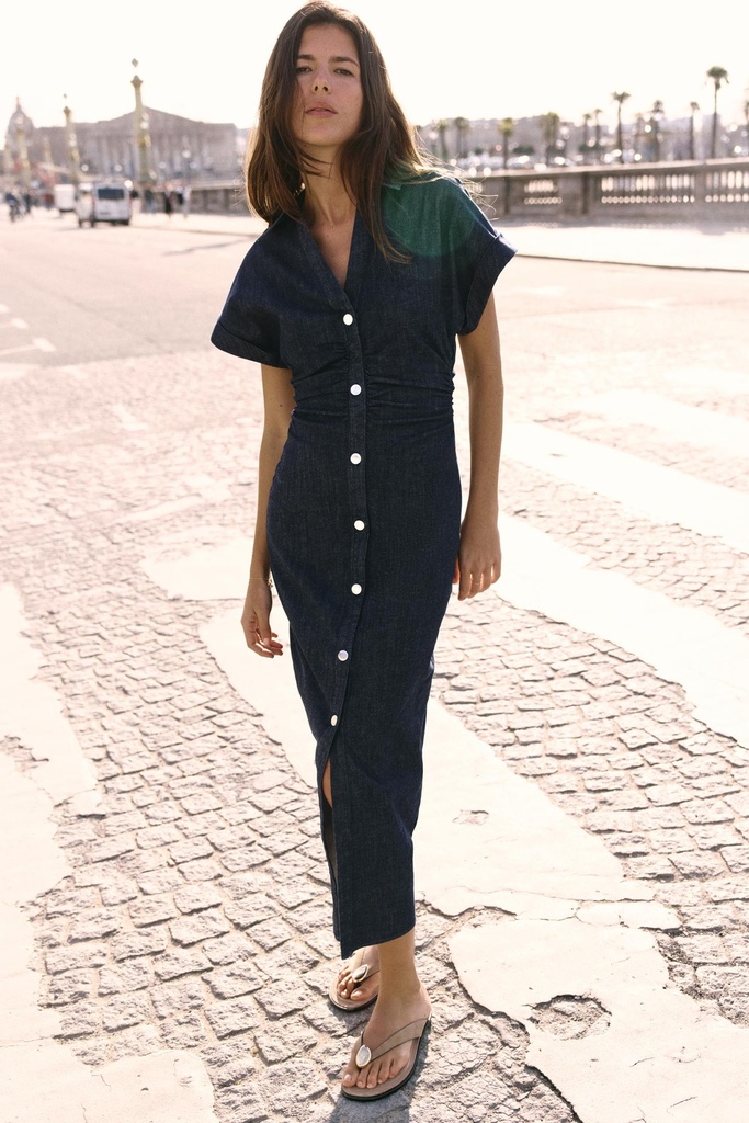 zara ROBE  MI-LONGUE EN JEAN