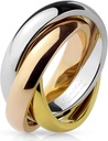 Bague en Acier Inoxydable 3 Tons (Argenté, Doré, Rosé) - 3 Anneaux Entrelacés - Largeur Totale 8mm - Disponible en 5 Tailles.
