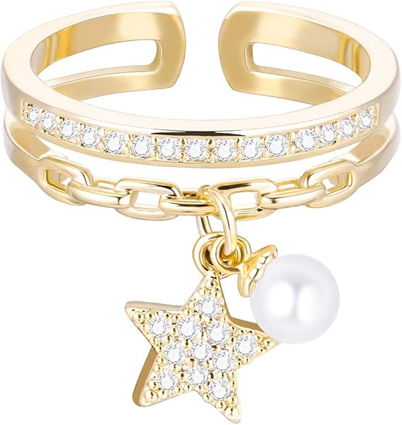 JinHan Bague en Forme de Poire, Bague Tendance pour Femme, Bague Riche en oxyde de Zirconium, matériau hypoallergénique réglable, Cadeau d'anniversaire pour Fille