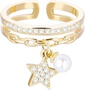 JinHan Bague en Forme de Poire, Bague Tendance pour Femme, Bague Riche en oxyde de Zirconium, matériau hypoallergénique réglable, Cadeau d'anniversaire pour Fille