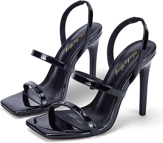 Zhabtuc Talons Hauts à Bout Carré pour Femmes: Talons Aiguilles de 11 cm, Bout Ouvert, Sandales à Talons, pour Fête, Mariage, Chaussures de Soirée, 36-42 EU
