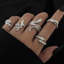 Wendalern Set De Bagues Serpent Bagues Ouvertes Serpent Empilables Bagues Gothiques Animaux Bagues Vintage Argent Bagues Ajustables Bijoux Pour Femmes Filles (5 Pcs)