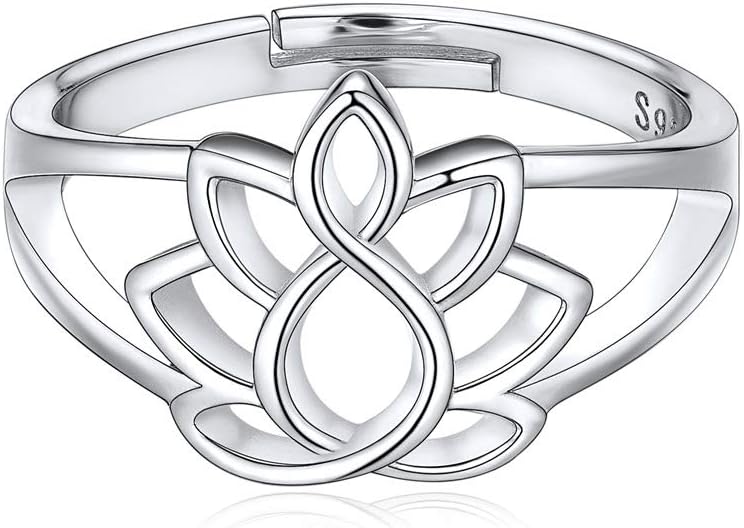 ChicSilver Bague Femme Fille Argent 925 Bagues Ouverte Réglable Taille de 51,5 à 66,5 Anneau Alliance Bague Fleur de Lotus/Serpent/Coeur/Opale/Pierre Lune Bijoux Élégant Cadeau pour Maman Femmes