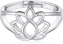 ChicSilver Bague Femme Fille Argent 925 Bagues Ouverte Réglable Taille de 51,5 à 66,5 Anneau Alliance Bague Fleur de Lotus/Serpent/Coeur/Opale/Pierre Lune Bijoux Élégant Cadeau pour Maman Femmes