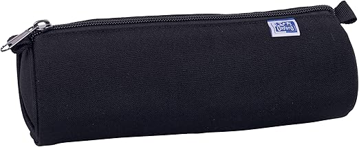 OXFORD Trousse Ronde Classique 1 Compartiment Capacité Dimensions 22X7X7 cm Fermeture Éclair Polyester Noir