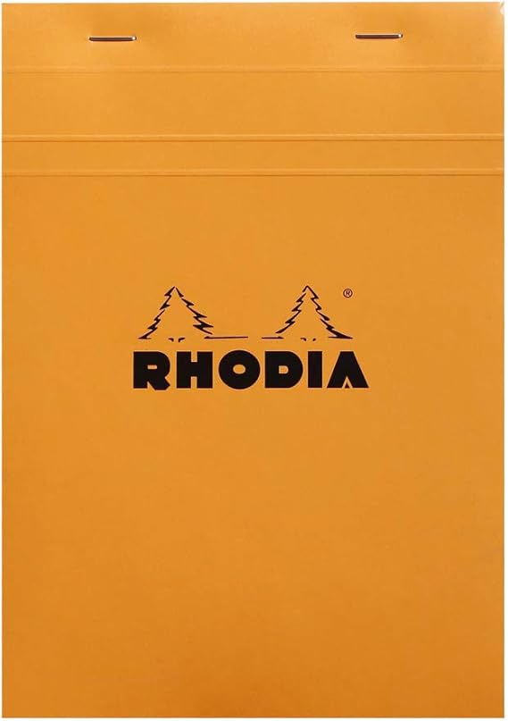 RHODIA 16200C - Bloc-Notes Agrafé N°16 Orange - A5 14,8 x 21 cm 14,8 x 21 cm - Petits Carreaux - 80 Feuillets Détachables - Papier Clairefontaine Blanc 80 g/m² - Couverture en Carte Enduite Souple