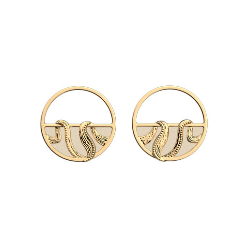 [GEOBOU] Boucles d'oreilles Drapé, cuirs réversibles Crème / Paillettes Dorées - LES GEORGETTES