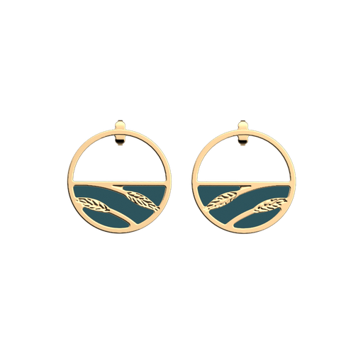 [GEOBOU] Boucles d'oreilles Épis de Blé, cuirs réversibles Bleu Pétrole / Framboise - LES GEORGETTES