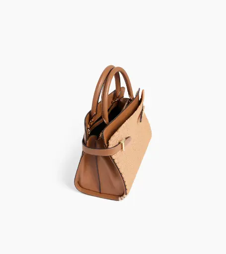[LETSAC] sac à main moyen modèle effet raphia et cuir lisse
