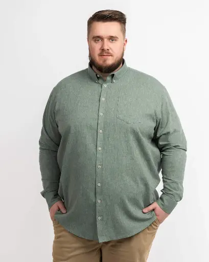 [VETCHE]  MN03 Chemise en lin grande taille vert 