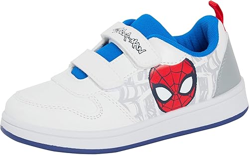 [CHAMAR] Marvel Spiderman Baskets légères et faciles à fixer pour garçon Blanc