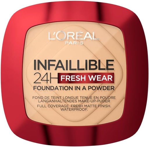 [MAQLOR] L'Oréal Paris - Fond de Teint Poudre Longue Tenue - Waterproof - Infaillible 24H Fresh Wear - Teinte : Beige Doré (140) - 9 g