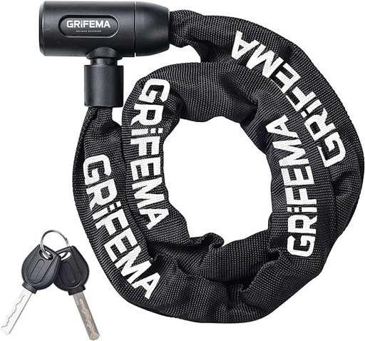 [CADGIR] GRIFEMA GA1201-12, Chaîne Antivol Vélo 120 CM, Chaîne Cadenas Vélo pour Vélos, Motos, trotinette electrique, Portails, Noir 