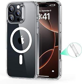 [COQESR] ESR Coque pour iPhone 16 Pro Max, Compatible avec MagSafe,Protection Antichoc de Qualité Militaire,Coque de Téléphone Magnétique pour iPhone 16 Pro Max,Coque Hybride Classic(HaloLock),Transparente