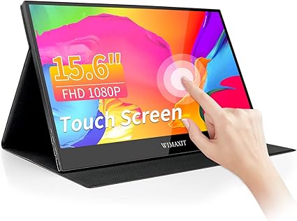 [PORWIM] WIMAXIT Moniteur Portable Tactile 15,6 Pouces avec Image Flip Haut-Parleurs Doubles,Full HD 1920 x 1080, VESA 75 mm, Connectique HDMI/USB-C - Idéal pour Ordinateurs Portables, Xbox et Smartphones