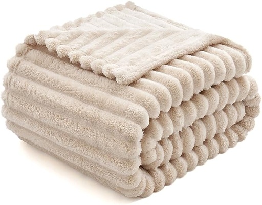 [ALLMIU] MIULEE Couverture 125x150 cm, Couverture Polaire Super Douce, Laine Synthétique De Haute Qualité, Chaude Et Confortable, Couvre-Lit Et Housse De Canapé, Beige