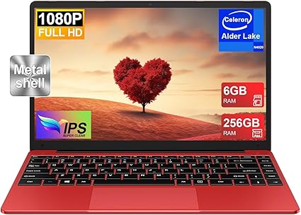 [ECRORD] NOTODD Ordinateur Portable 14 Pouces Win11 256Go SSD Soutien Extension 1TB,Pc Portable Celeron N4020 Pas Cher FHD 1080 5G WiFi BT4.2 inclut Souris sans Fil&AZERTY Clavier Couverture-Rouge 