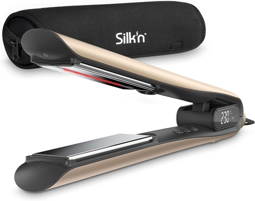 [ALLSIL] Silk'n Lisseur Cheveux I SilkyStraight I Lisseur pour un lissage professionnel des cheveux I Technologie infrarouge et ionique I Beige 