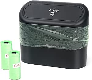 [VOIPET] Petite Poubelle de Voiture avec Couvercle, Étanche, Boîte de Rangement Suspendue Portable, pour Bureau (Noir)