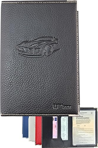 [VOIUGO] Ugozen Porte Papier Voiture, Pochette Carte Grise ✯Fabrication FRANÇAISE ✯ Accessoire Auto, Etui Protège Carte Grise Assurance et Permis Auto, Housse Range Carte Grise et Papiers Voiture