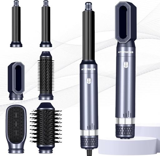 Air styler 6 in 1 Hair Styler Avec 6 Accessoires, Seche Cheveux, Fer a Boucler, Brosse Soufflante, Brosse Lissante Pour Cheveux, Pour Sécher, Boucler, Lisser 