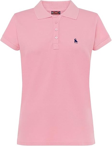 [ALLS&C] S&C - Polo Femme Manches Courtes - Polo Femme Custom Fit Légèrement Slim - Bordure Manche et Col Côtelé - Fabriqué en Coton et en Espagne 