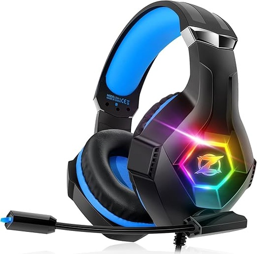 Ozeino Casque Gaming pour PS5 PS4 Xbox One PC Switch, Casque Gamer PS5 avec Micro, Stéréo Sound et RGB Light