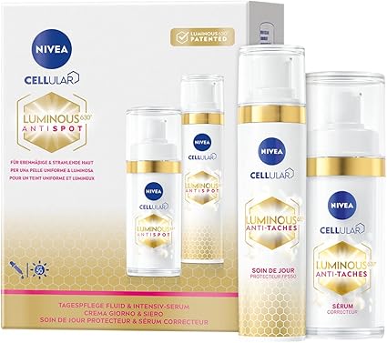 [NIVBIE] NIVEA Luminous 630 Coffret Soin de jour & Sérum, Soins visage anti taches pigmentaires, Coffret de soins anti-âge pour tous types de peaux